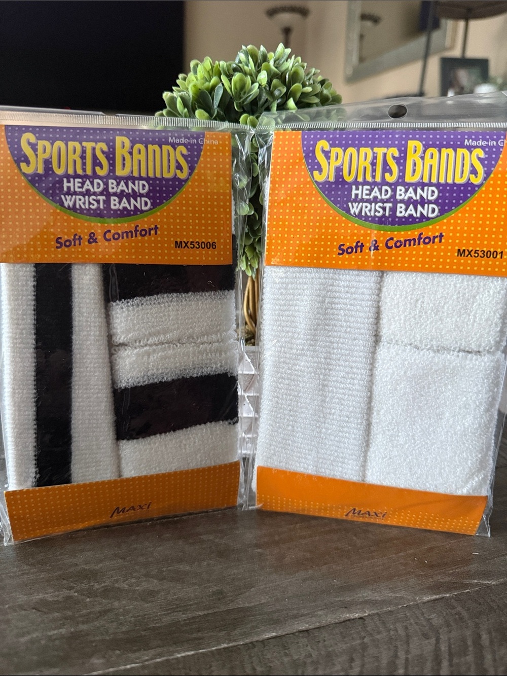 White & Black Headband and Wristband Set - Soft & Comfort - 2 packs!